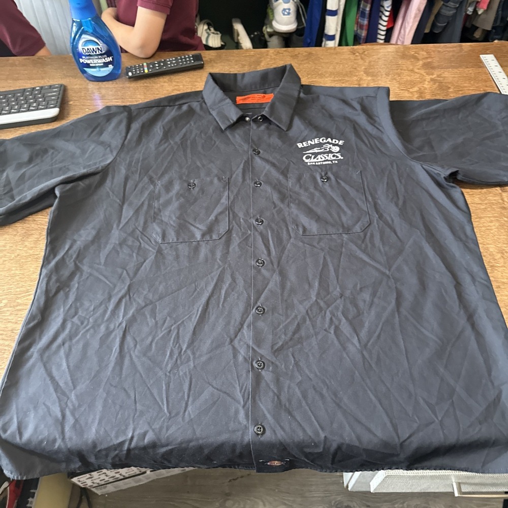 Dickies Renegade Classics Work Shirt Motorcycle Garage Button Front Size 3XL
